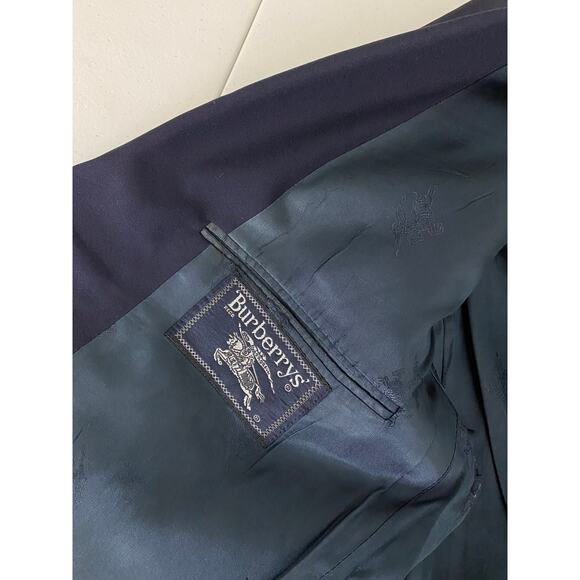 VTG Burberrys USA Union Made gold 2-button logo navy wool blazer, 43S - Picture 6 of 8